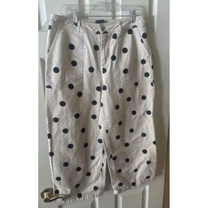 Who What Wear Wide Leg Capris Ivory Jeans w Black Polka-Dot Size 12
